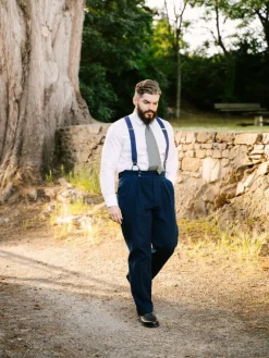 The Nines Pantalon À Pinces*Pantalon taille haute bleu marine - Litha