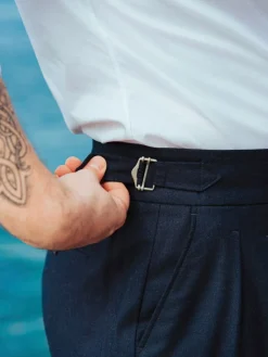 The Nines Pantalon Flanelle|Pantalon Taille Haute*Pantalon taille haute en flanelle bleu marine Litha