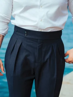 The Nines Pantalon Flanelle|Pantalon Taille Haute*Pantalon taille haute en flanelle bleu marine Litha