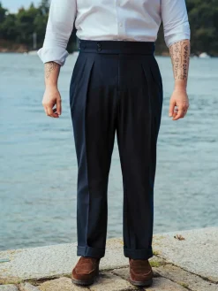 The Nines Pantalon Flanelle|Pantalon Taille Haute*Pantalon taille haute en flanelle bleu marine Litha