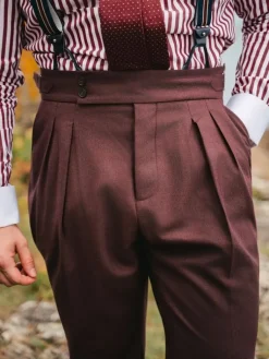 The Nines Pantalon Flanelle|Pantalon Taille Haute*Pantalon taille haute en flanelle bordeaux Litha
