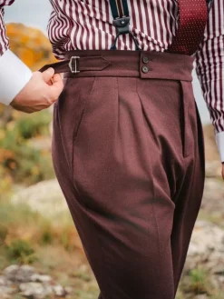 The Nines Pantalon Flanelle|Pantalon Taille Haute*Pantalon taille haute en flanelle bordeaux Litha
