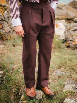 The Nines Pantalon Flanelle|Pantalon Taille Haute*Pantalon taille haute en flanelle bordeaux Litha