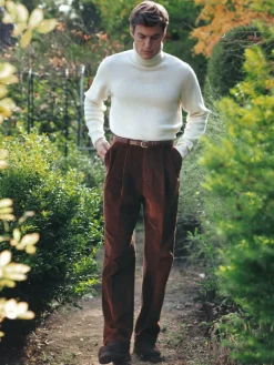 The Nines Pantalon Taille Haute*Pantalon taille haute en velours cognac - Faro