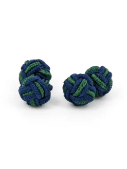 Maison du Bouton de Manchette Passementerie|Bouton De Manchette Rond*Passementerie bleu marine et vert Bombay
