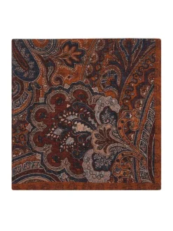 The Nines Pochette Costume|Pochette Costume*Pochette de costume à motif cachemire en laine réversible orange
