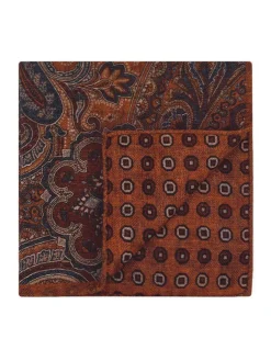 The Nines Pochette Costume|Pochette Costume*Pochette de costume à motif cachemire en laine réversible orange