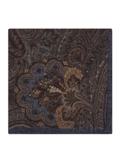 The Nines Pochette Costume|Pochette Costume*Pochette de costume à motif cachemire en laine réversible bleue et grise