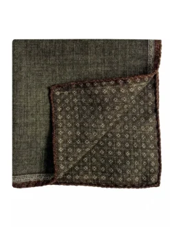 The Nines Pochette Costume|Pochette Costume*Pochette de costume à motifs en laine réversible vert et marron
