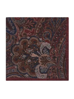 The Nines Pochette Costume|Pochette Costume*Pochette de costume à motif cachemire en laine réversible bordeaux
