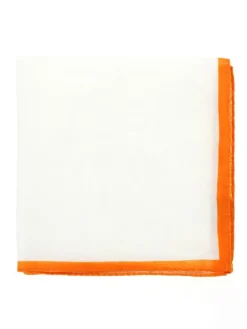The Nines Pochette Costume|Pochette Costume*Pochette de costume en lin blanc avec ourlet orange