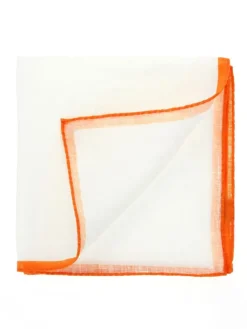 The Nines Pochette Costume|Pochette Costume*Pochette de costume en lin blanc avec ourlet orange