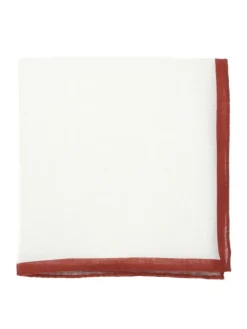 The Nines Pochette Costume|Pochette Costume*Pochette de costume en lin blanc avec ourlet terracotta