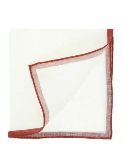 The Nines Pochette Costume|Pochette Costume*Pochette de costume en lin blanc avec ourlet terracotta