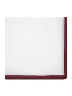 The Nines Pochette Costume|Pochette Costume*Pochette de costume en lin blanc avec ourlet bordeaux