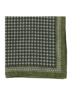 The Nines Pochette Costume|Pochette Costume*Pochette de costume en soie verte à motifs carrés bleu