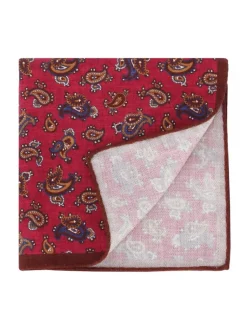 The Nines Pochette Costume|Pochette Costume*Pochette de costume en soie rouge à motifs paisley