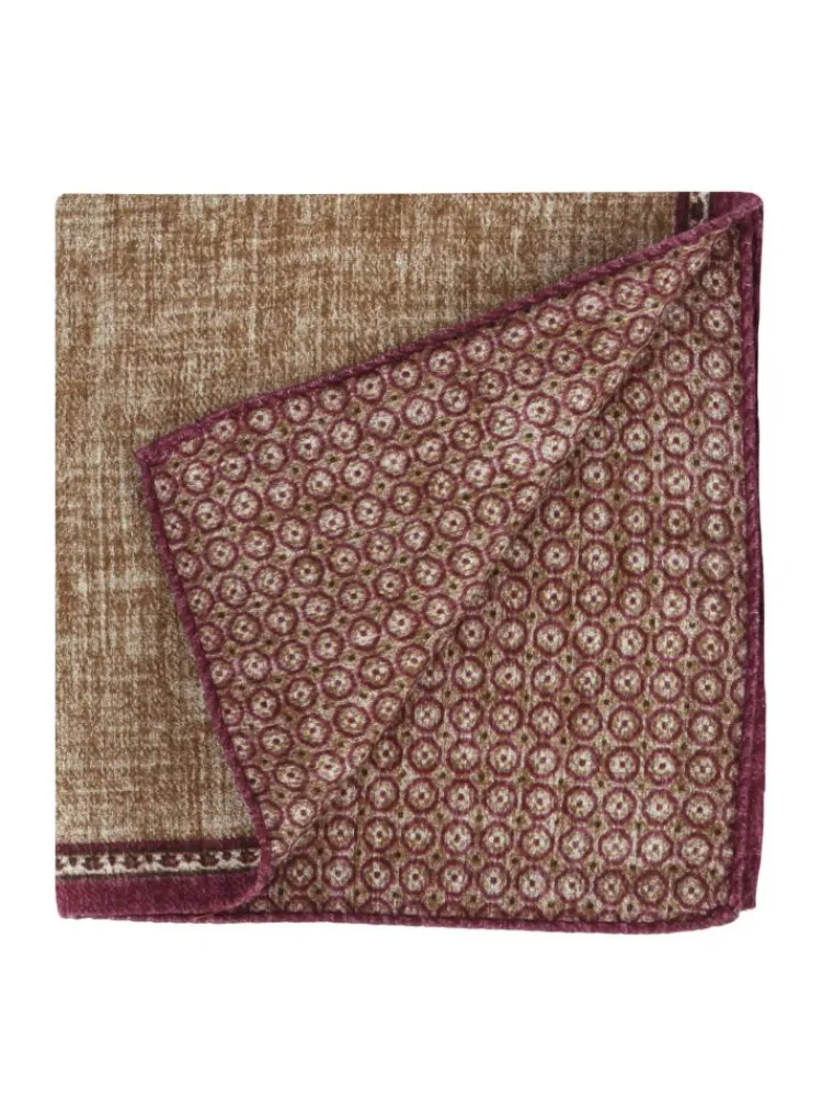 The Nines Pochette Costume|Pochette Costume*Pochette de costume en soie réversible beige et bordeaux