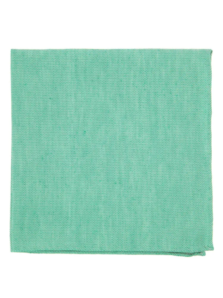 The Nines Pochette Costume|Pochette Costume*Pochette de costume verte en soie et lin nattés Bergame