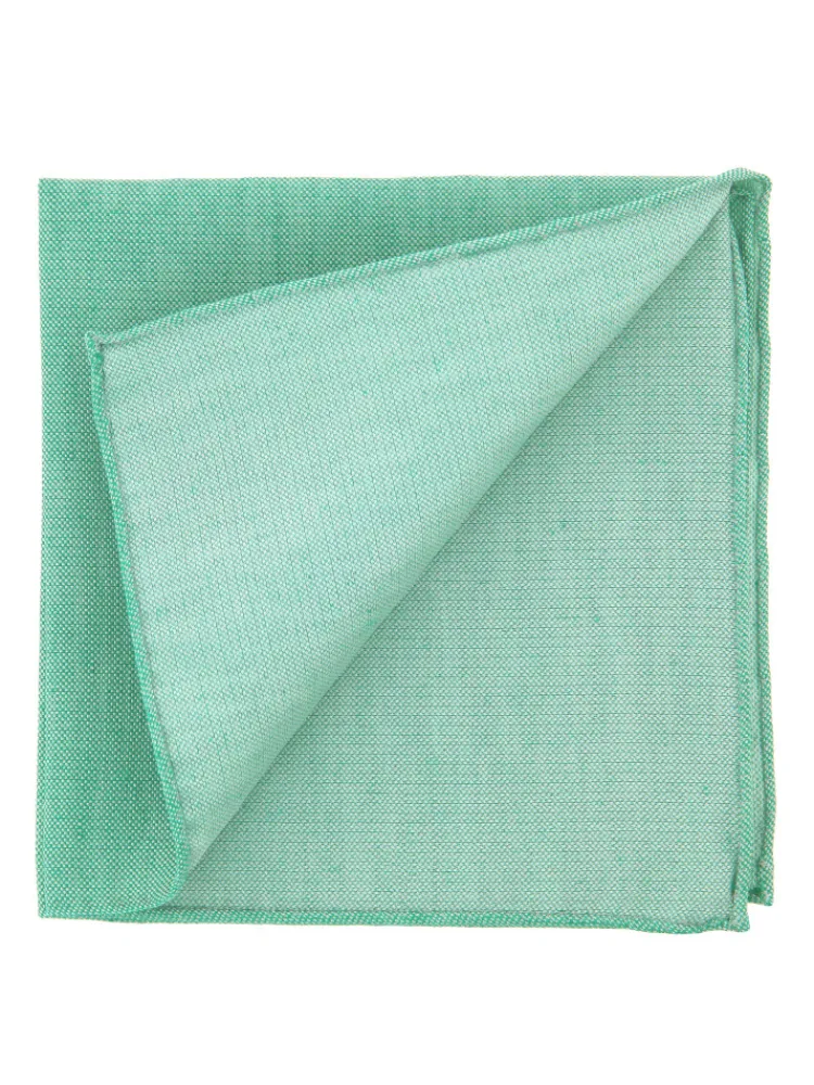 The Nines Pochette Costume|Pochette Costume*Pochette de costume verte en soie et lin nattés Bergame