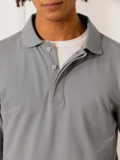 The Nines Polo Manche Longue*Polo manches longues en coton bio gris ultime