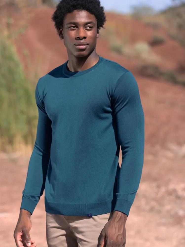 The Nines Pull Col Rond*Pull col rond en laine vierge bleu cobalt