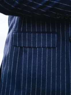 The Nines Blazer Croisé*Veste croisée en flanelle bleu marine à rayures Tregorn