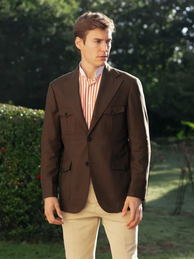 The Nines Veste Saharienne*Veste saharienne en flanelle marron Litha